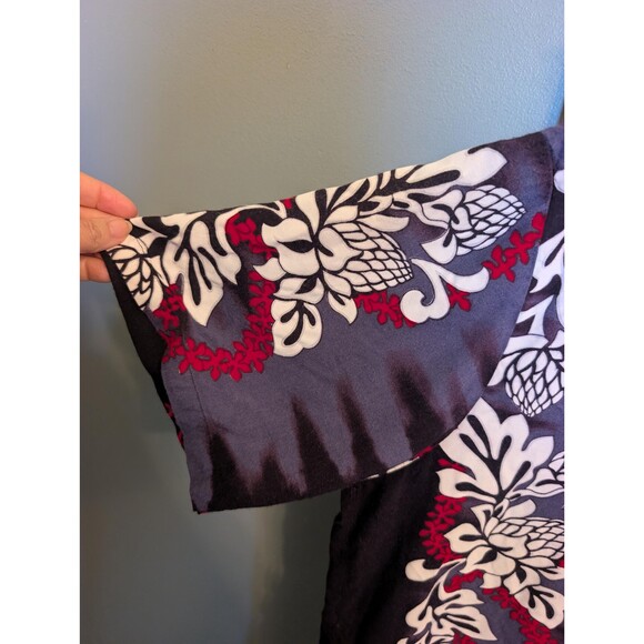 Vintage Black and Red Aloha Shirt: Mens Hawaiian Shirt Size XL - Picture 7 of 10